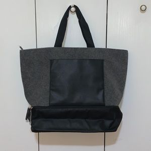 DSW faux wool & leather tote